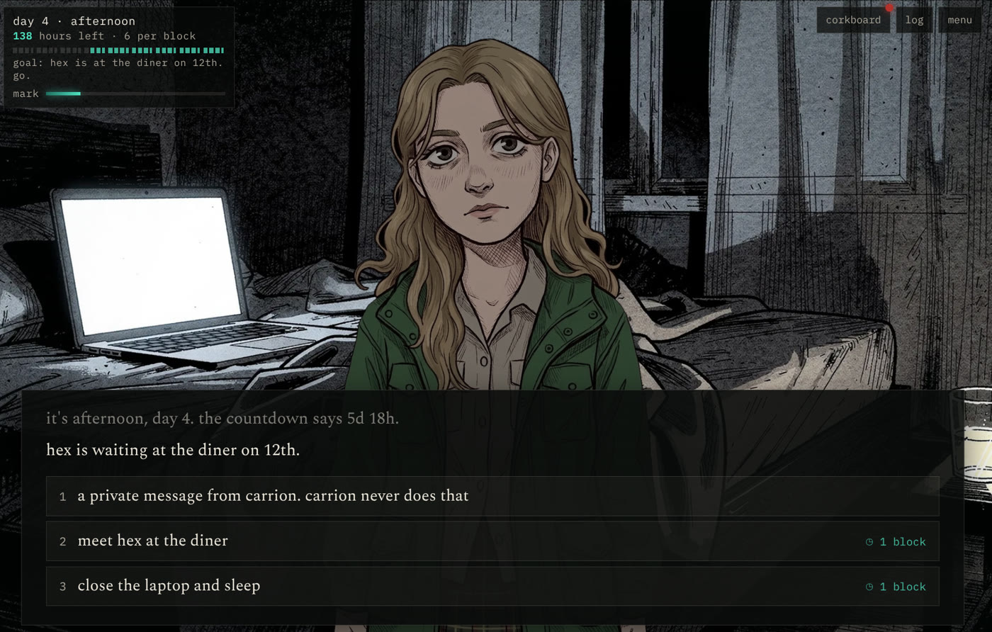 Screenshot of the visual novel Claude made